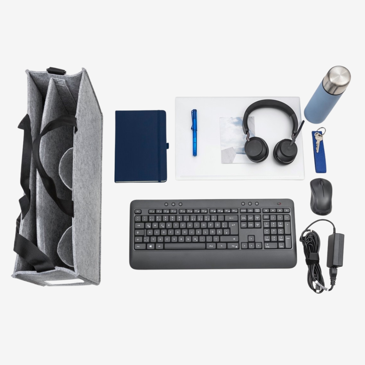SIGEL Desk Sharing Bag Classic L | Büro Tasche für mobiles Arbeiten | hellgrau