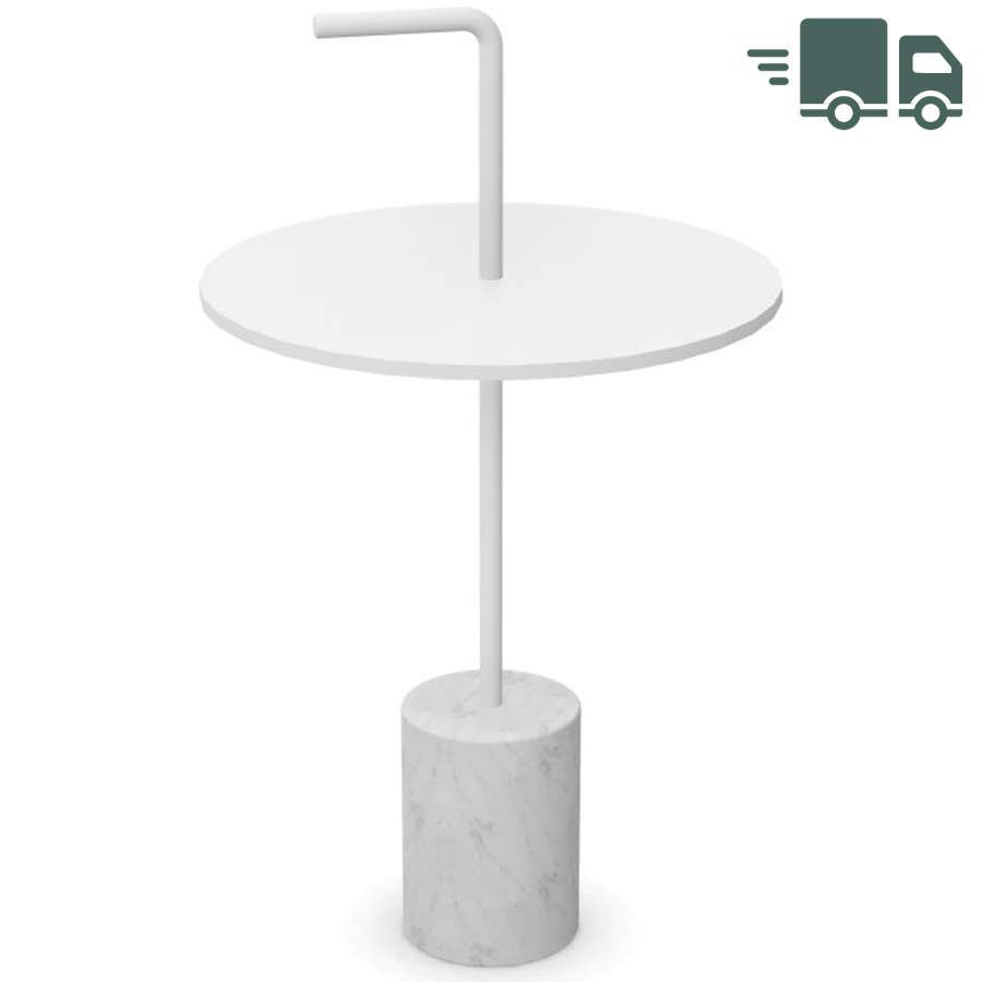 lapalma JEY Beistelltisch Fenix weiß mit runder Platte, Marmorfuß und Griff