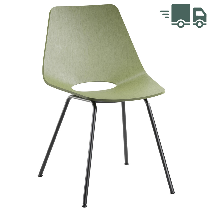 THONET S 661 Stahlrohrstuhl Buche olivgrün - Gestell schwarz