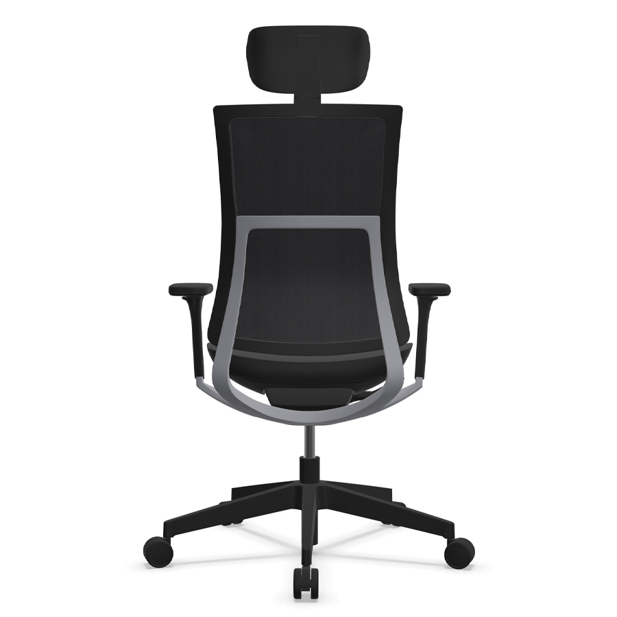 Profim Violle 151 SFL mit Netzrücken - Sitzpolster schwarz Stoff next + Fußkreuz/Gestell Alu anthrazit