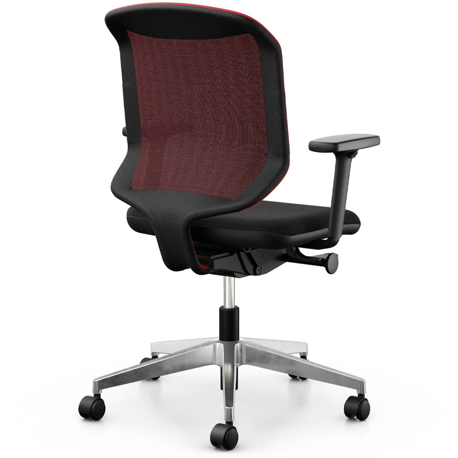 Giroflex 434-3019 rot mit Armlehnen und Aluminium-Fußkreuz - Rückansicht