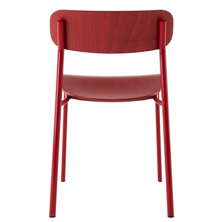 THONET S 243 Stahlrohrstuhl | Buche rostrot gebeizt | Gestell tomatenrot | Rückansicht