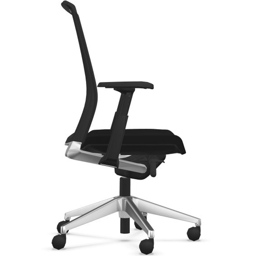 HAWORTH Very (Comfort 62) schwarz mit Netzrücken mit Gestell Alu glanz poliert - Seitenansicht