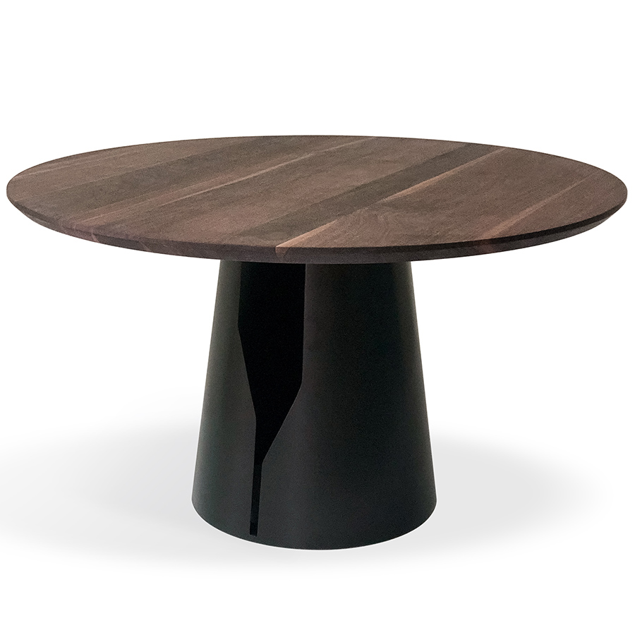 Trebord Mono Tisch rund, Tischplatte Nuss, Gestell schwarz