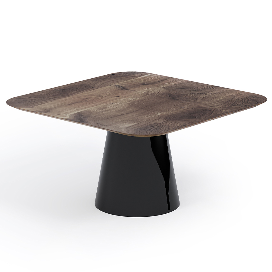 Trebord Mono Tisch Eckig Tischplatte Nuss, Gestell RAL9005 schwarz