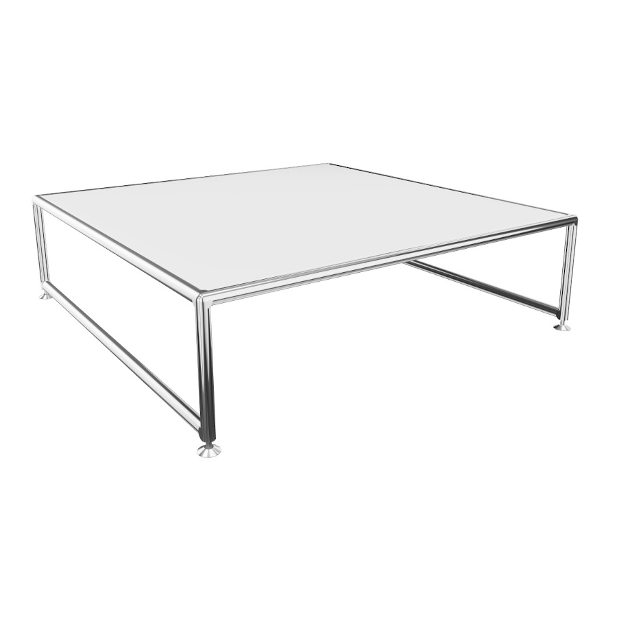 Bosse Bügel-Couchtisch Chrom niedrig in Melamin Weiß