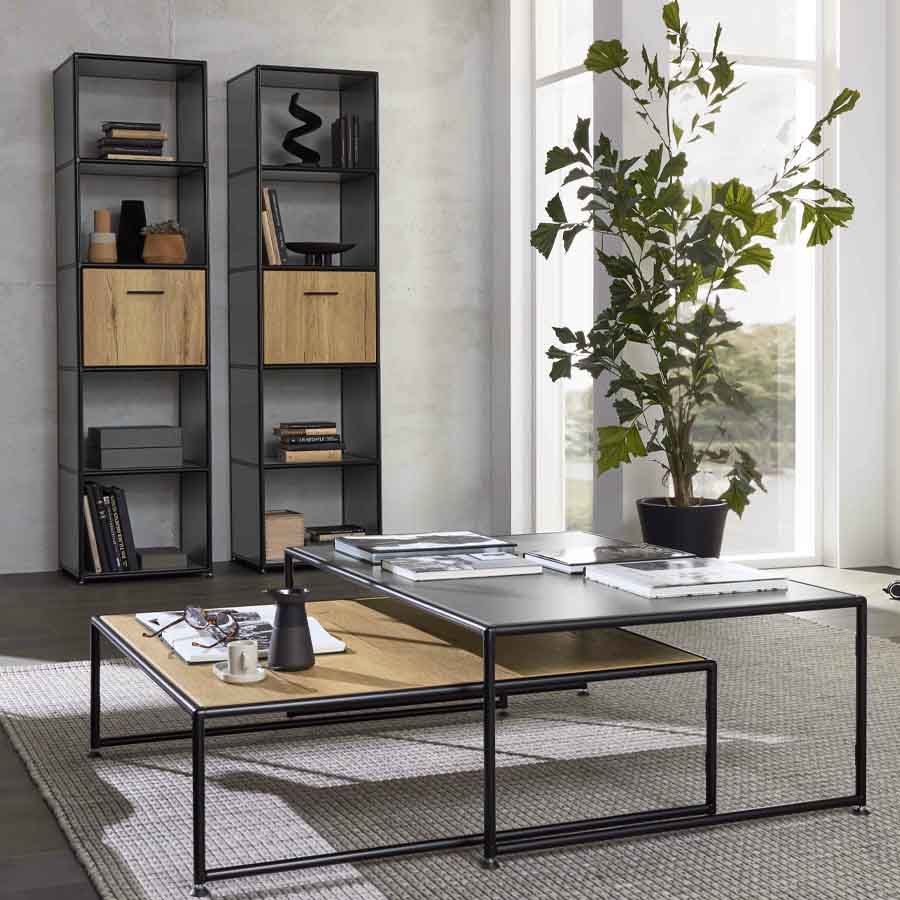 Bosse Solutions Schrank | Basaltgrau | Eiche halifax | Klappe | Black Edition