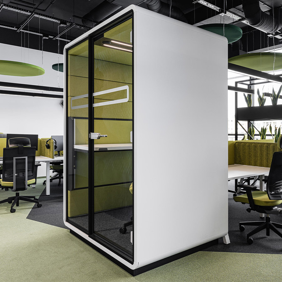 Hushoffice Hushwork.sit&stand Akustikbox konfigurierbar in Petrus Kiwi