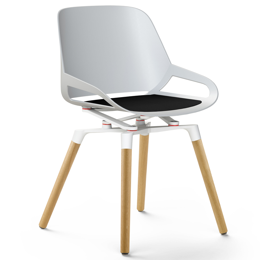 Aeris Numo Holzgestell - Sitzschale u. Kinematik weiß - Sitzkissen schwarz