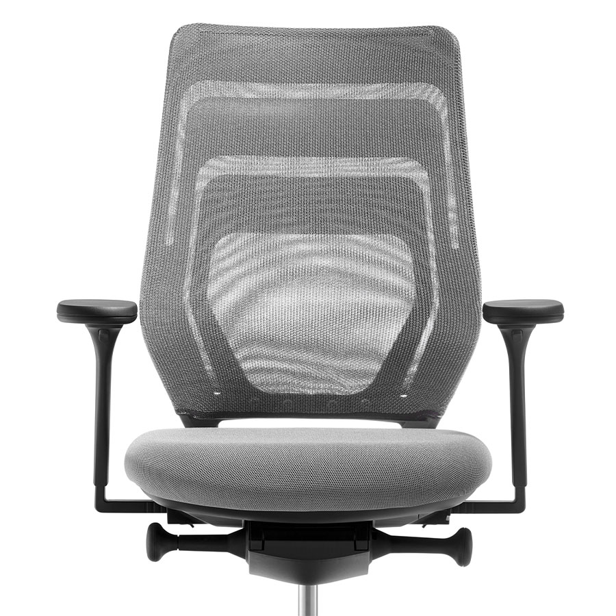 FM Asiento Bürodrehstuhl in Hellgrau Rückenlehne Transparent