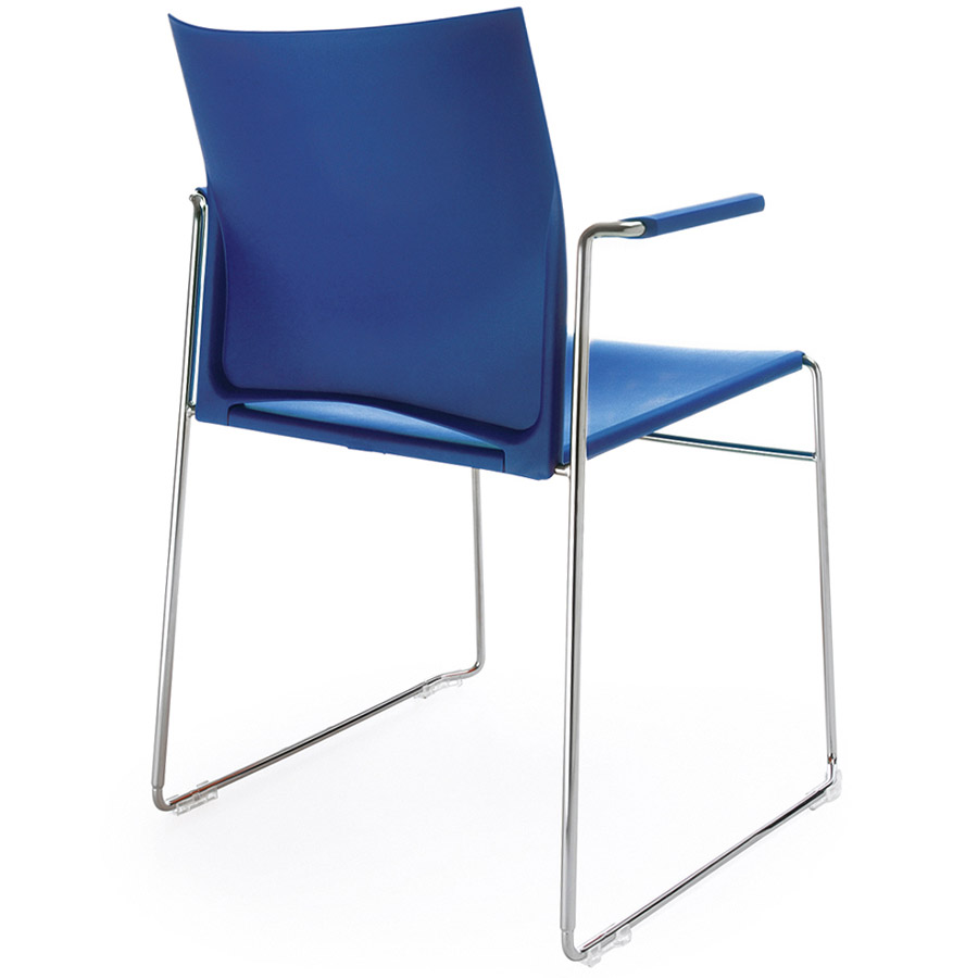 Profim Ariz 550V Kunststoff dunkelblau - mit Armlehnen - Gestell glanzverchromt