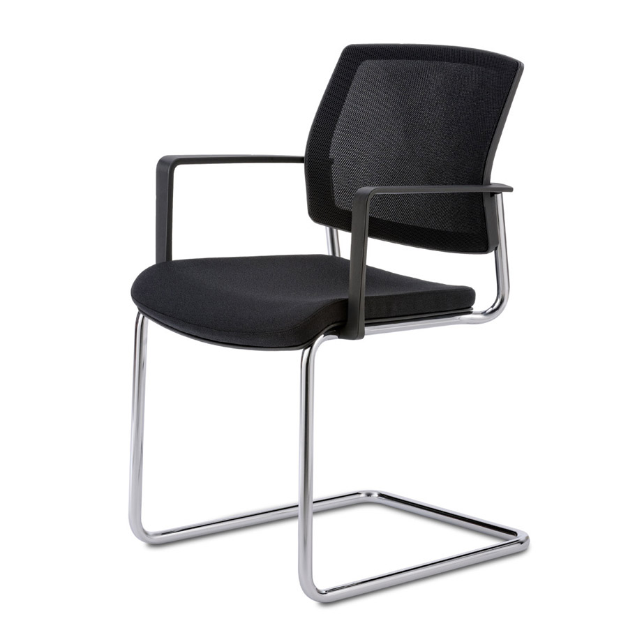 fm Fastline Freischwinger NetGo schwarz - seitliche Ansicht