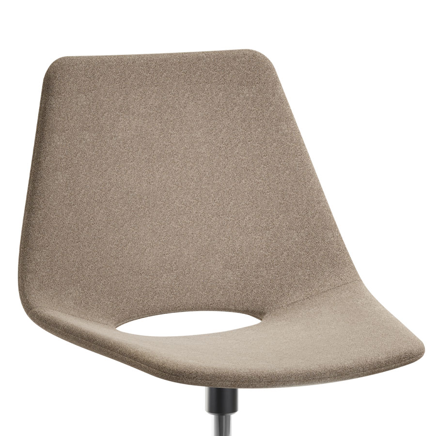 THONET S 661 PVDR Formholz-Stuhl - vollgepolstert - Fußkreuz schwarz mit Rollen - Nahaufnahme