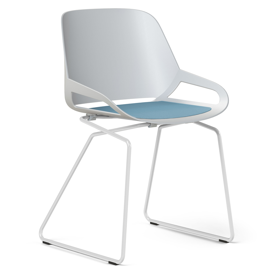 Aeris Numo Kufengestell weiß - Sitzschale weiß - Sitzkissen blau