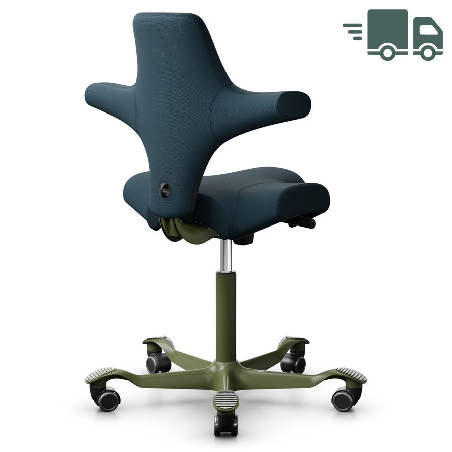 Abverkauf: HAG CAPISCO 8106 | Niedrige Gasfeder 150mm | Wollstoff Select dunkelblau | Gestell Moss