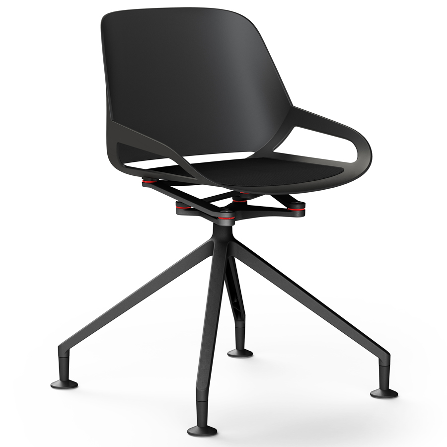 Aeris Numo Fußkreuz schwarz mit Gleiter - Sitzschale u. Kinematik schwarz - Sitzkissen schwarz