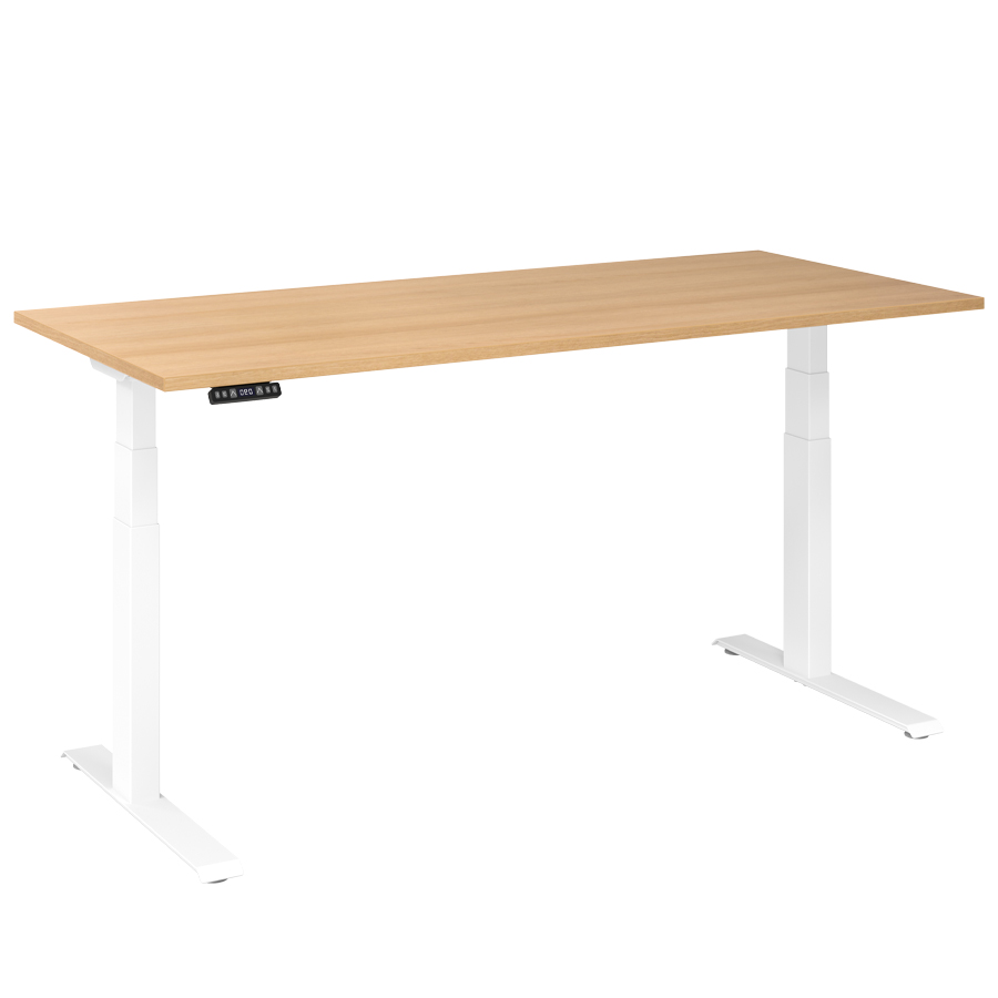 RWH RAPID Schreibtisch elektrisch verstellbar - Tischplatte Eiche - Gestell weiß - 180x60