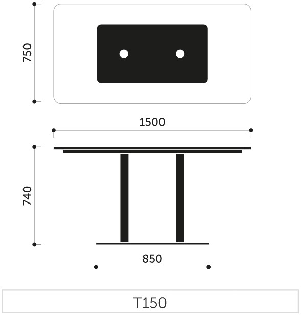 Profim-Revo-Tisch-T150-Abmessungen