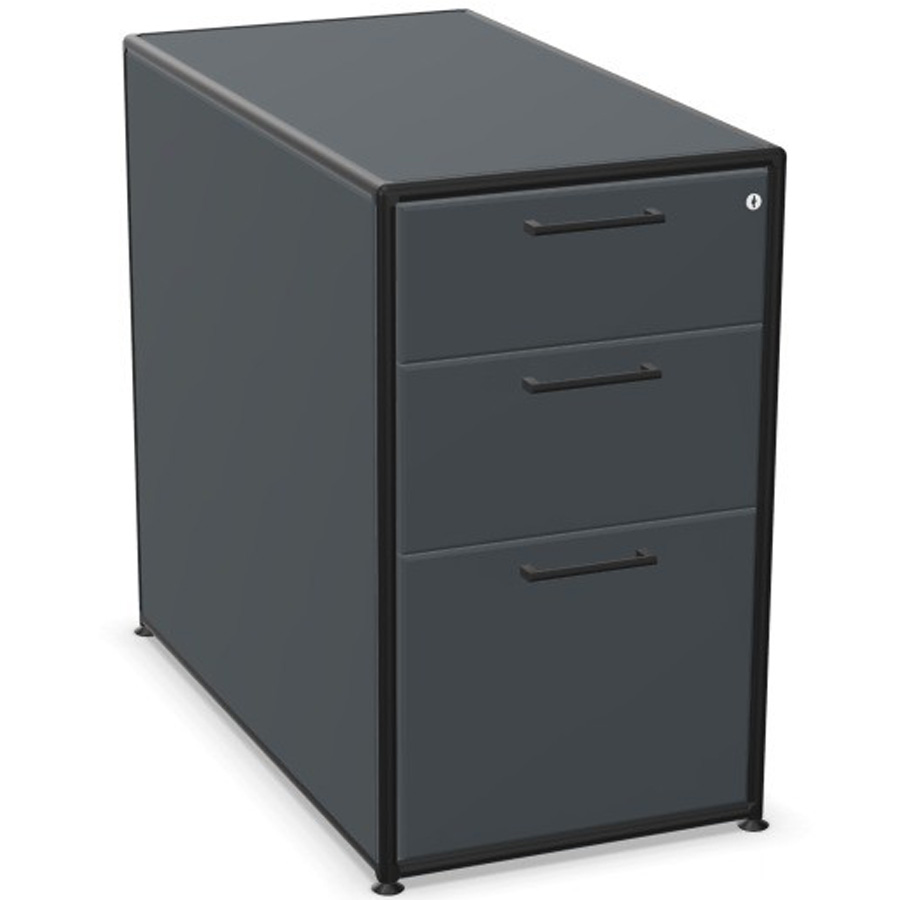 Bosse Modul Space Standcontainer auf Stellgleiter in Melamin Anthrazit mit schwarzem Rohr