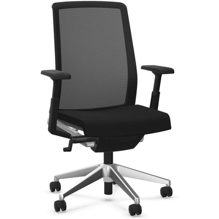 HAWORTH Very (Comfort 62) schwarz mit Netzrücken mit Gestell Alu glanz poliert - Frontansicht