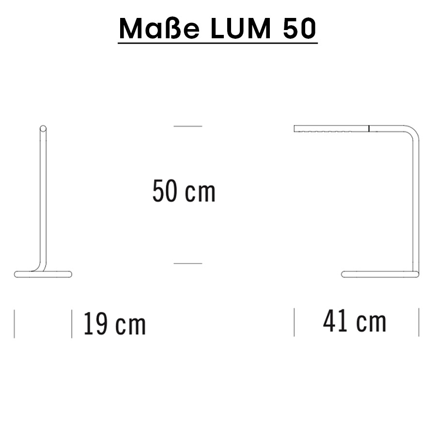 THONET LED Tischleuchte LUM 50 - Maße