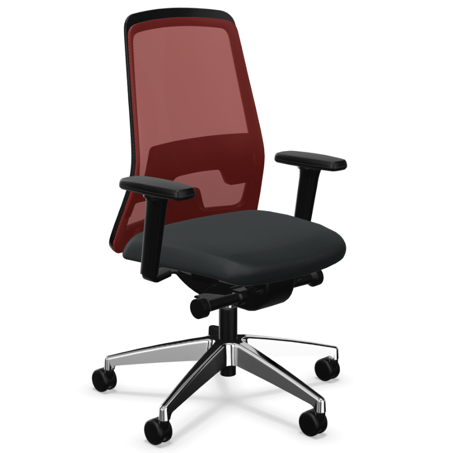 Interstuhl Every (EV21C) Bürostuhl Netzrücken Comfort Netz rot Bezug schwarz