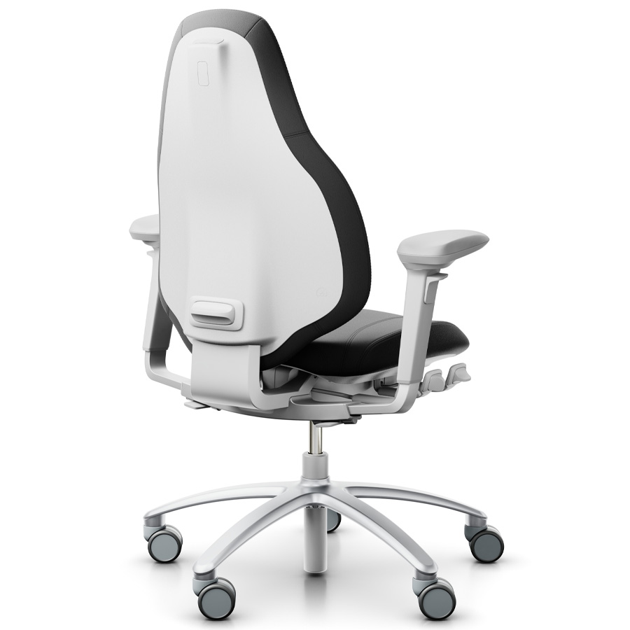 RH Mereo 220 silver-grey mit hoher Rückenlehne und Armlehnen - Leder schwarz - Rückansicht