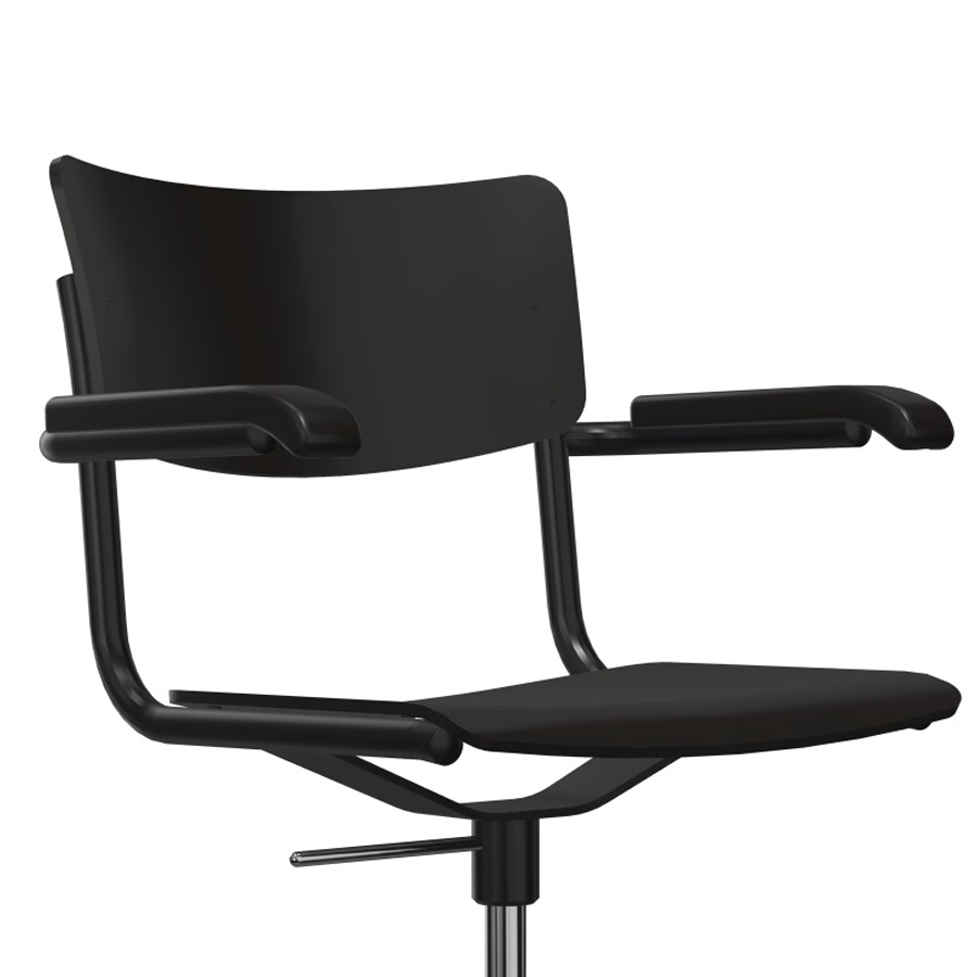 THONET Drehsessel S 43 FDR - Formholzschalen schwarz mit Armlehnen - Nahaufnhame