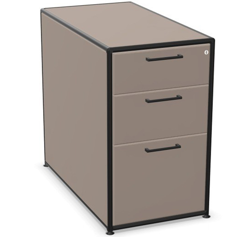 Bosse Modul Space Standcontainer auf Stellgleiter in Melamin Congo mit schwarzem Rohr