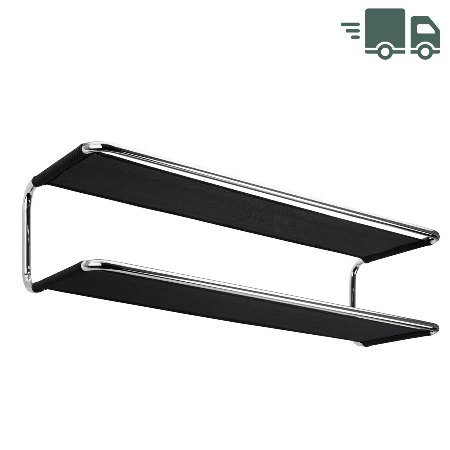 THONET Stahlrohr Garderobe Schuhablage S 1521 Netzgewebe schwarz - Gestell verchromt