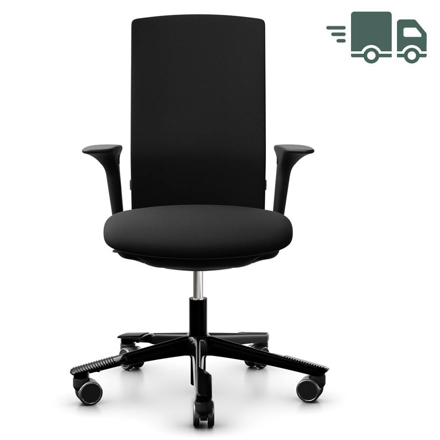 HAG Futu 1200S mit Armlehnen - Schwarz - Fußkreuz Alu schwarz