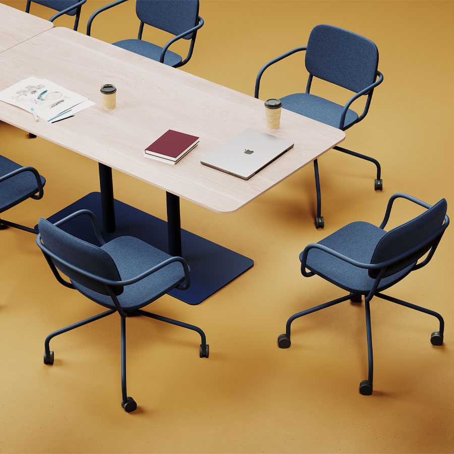 Profim Tisch T150 - Platte Furnier Esche NA - Gestell RAL 9005 schwarz