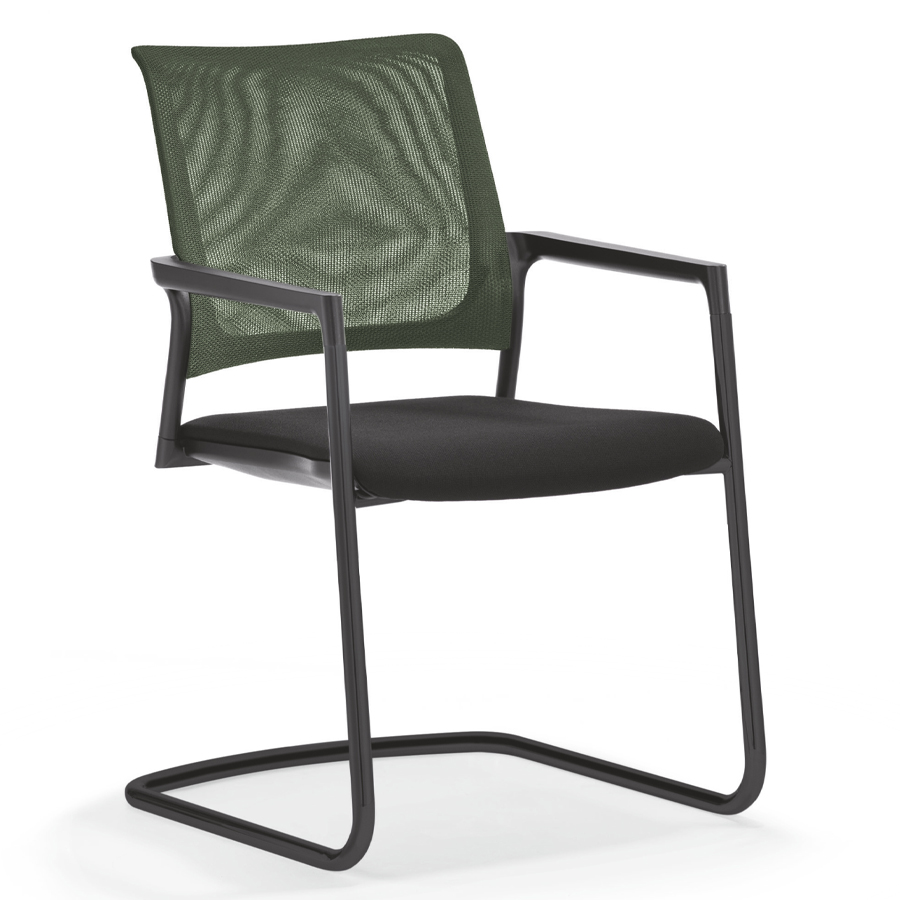 Klöber MERA 46 (mer46) Freischwinger - Gestell schwarz - Netz oliv