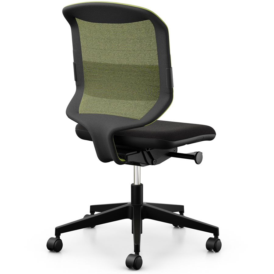 Giroflex 434-3019 gelb mit Lordosepolster und Kunststoff-Fußkreuz - Rückansicht