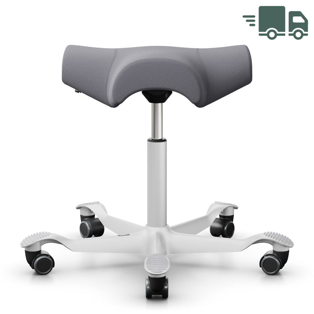 HAG CAPISCO 8105 Hocker | Stoff Xtreme grau | Fußkreuz weiß