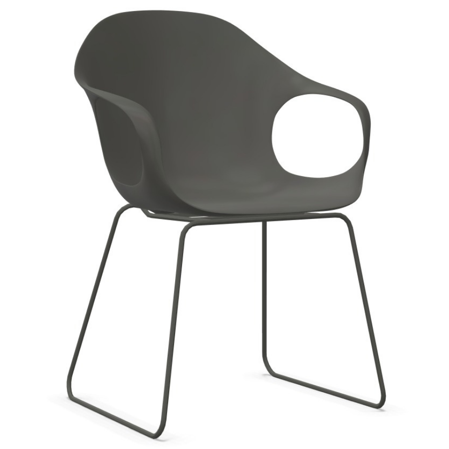 Kristalia ELEPHANT Stuhl grau mit Kufengestell grau - Frontansicht