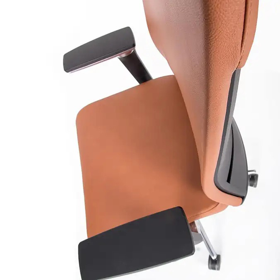 Lento agilis matrix Bürostuhl MT14 hoch mit Kopfstütze - Echtleder brandy - Nahaufnahme