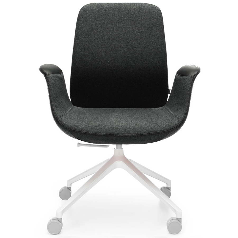 Profim ElliePro 20HST Synergy einfarbig anthrazit mit Leder Armlehnen - 4-armiges Fußkreuz RAL 9016 weiß