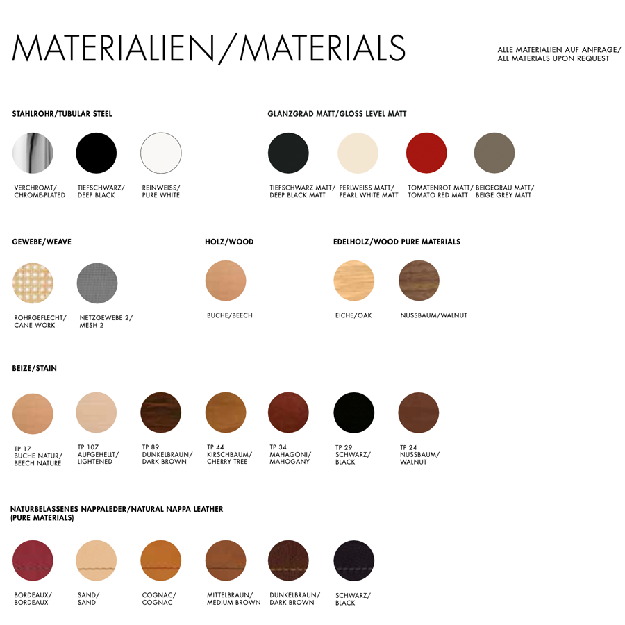 Thonet S32 Lounge-Variante - Übersicht Materialien