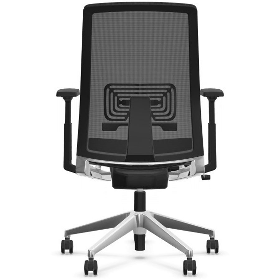 HAWORTH Very (Comfort 62) schwarz mit Netzrücken und Gestell Alu glanz poliert - Rückansicht