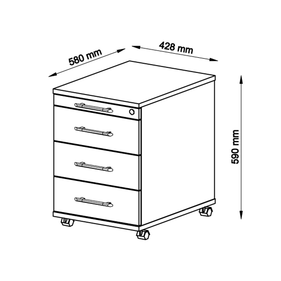 RWH Rollcontainer ROCK - Maße