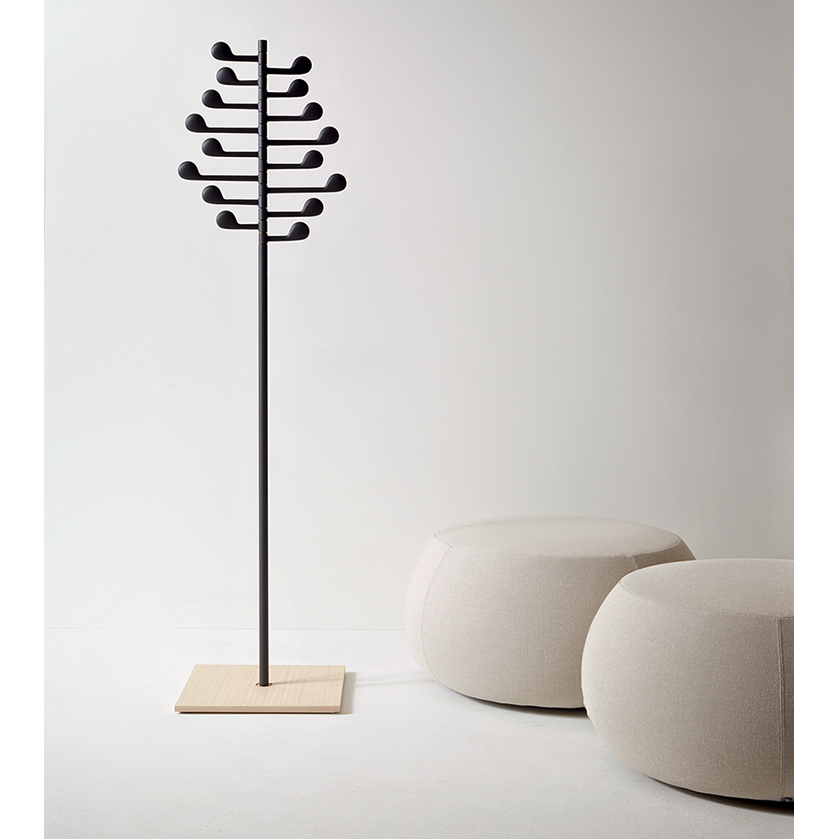 Arper Song Garderobenständer mit 16 Armen und Bodenplatte anthrazit lackiert