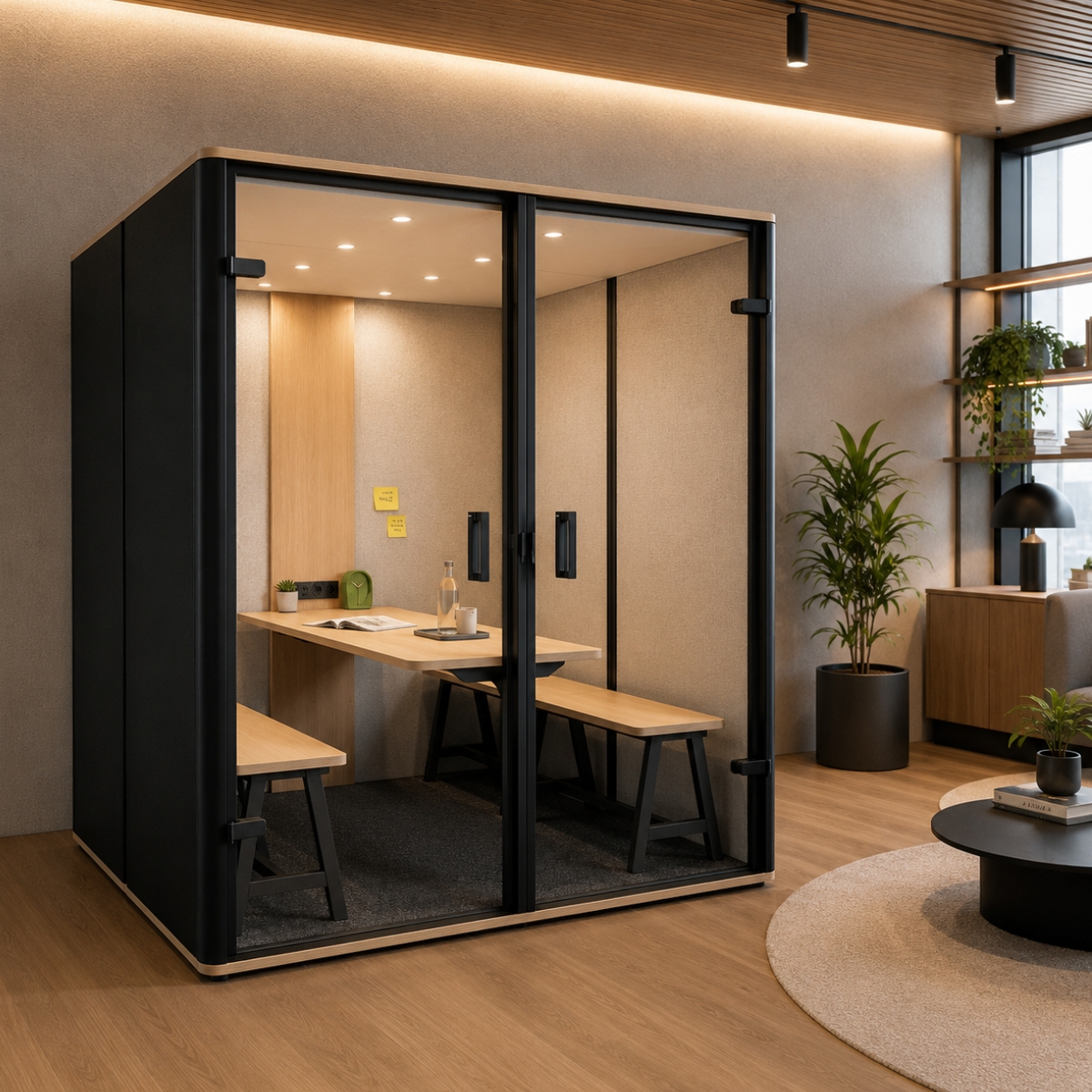 BOSSE Bosselino Meetingbox Quattro | Akustikbox für 4 Personen | Black Edition