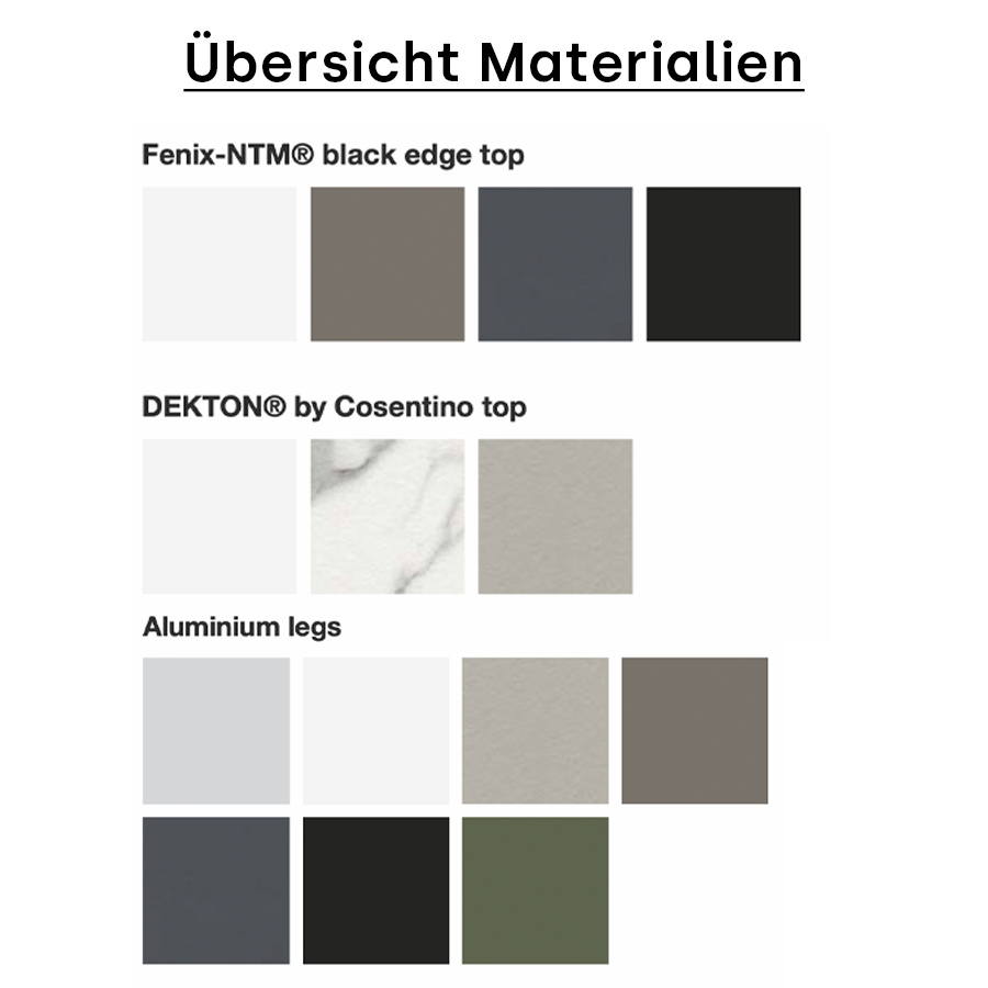 Kristalia Nori - Übersicht Materialien