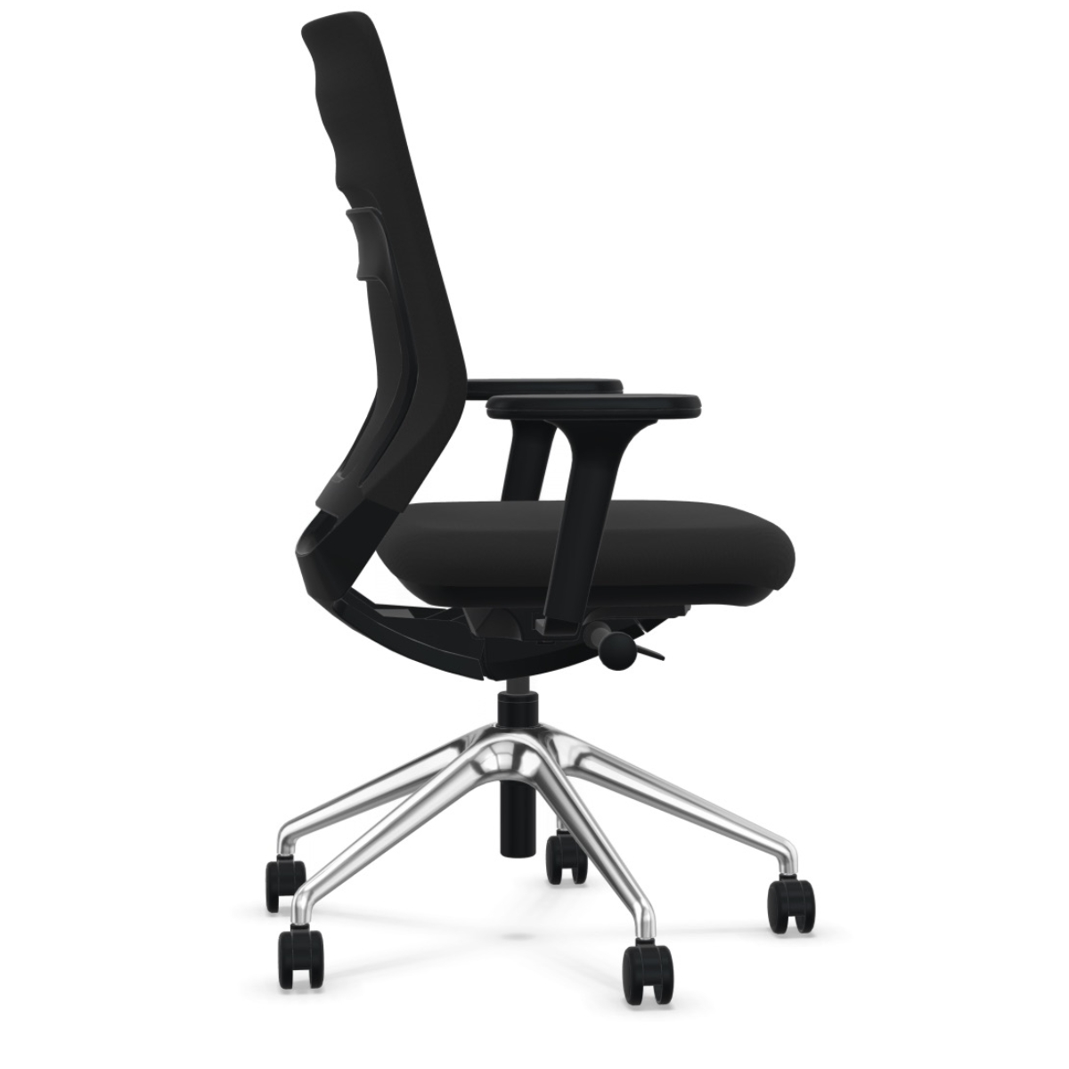 FM Asiento schwarz mit Gestell alu poliert Seitenansicht