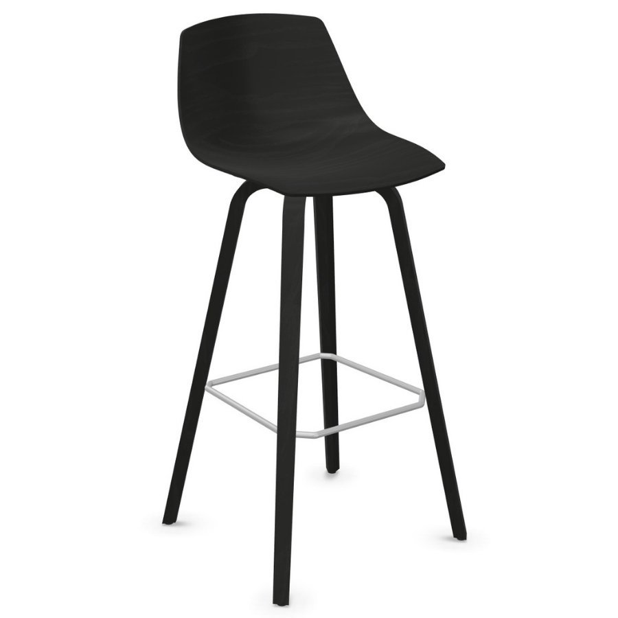lapalma MIUNN S105 Barhocker Holzgestell und Sitzschale schwarz 75 cm