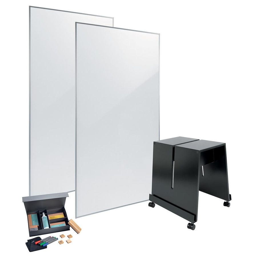 SIGEL Meet up Bundle mit zwei Whiteboards, Stand und gratis Zubehör-Toolbox