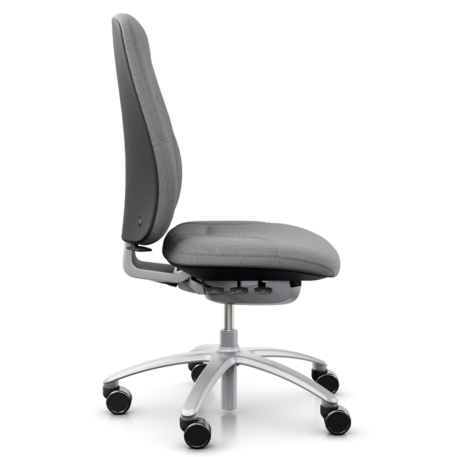 rh Logik 220 silver | Bezug Cura grau | Fußkreuz Alu silber | Seite