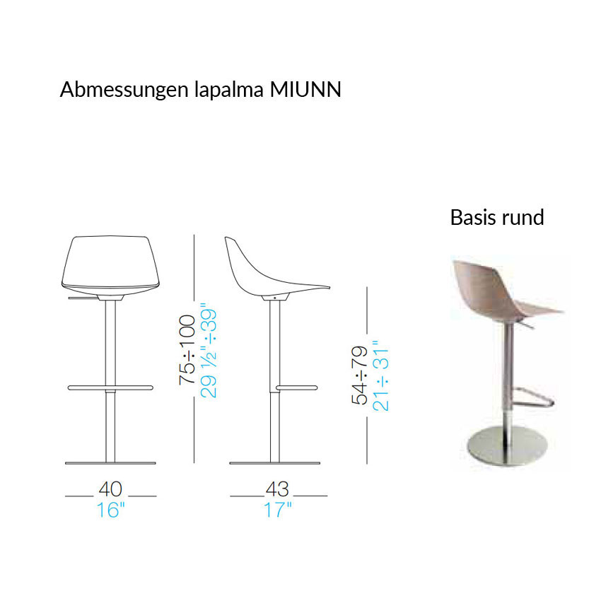 Abmessungen lapalma MIUNN rund