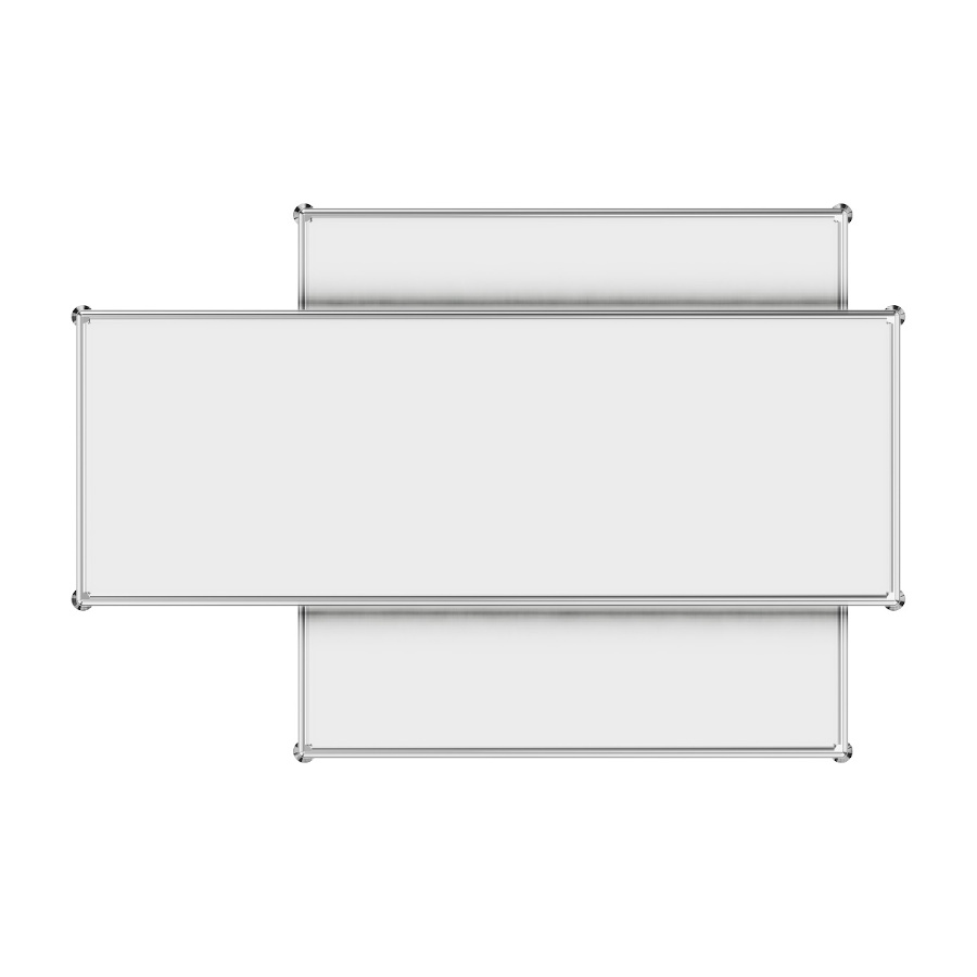 Bosse Bügel-Couchtisch Chrom hoch und niedrig in Melamin Weiß Draufsicht